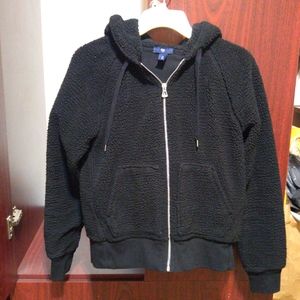 Gap Black Sherpa Zip-up Hooded Sweater